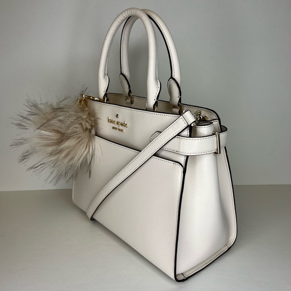 NEW ♠️ Kate Spade 3pc Staci Medium Satchel - Wallet & Fur Pom Set - Picture 3 of 9